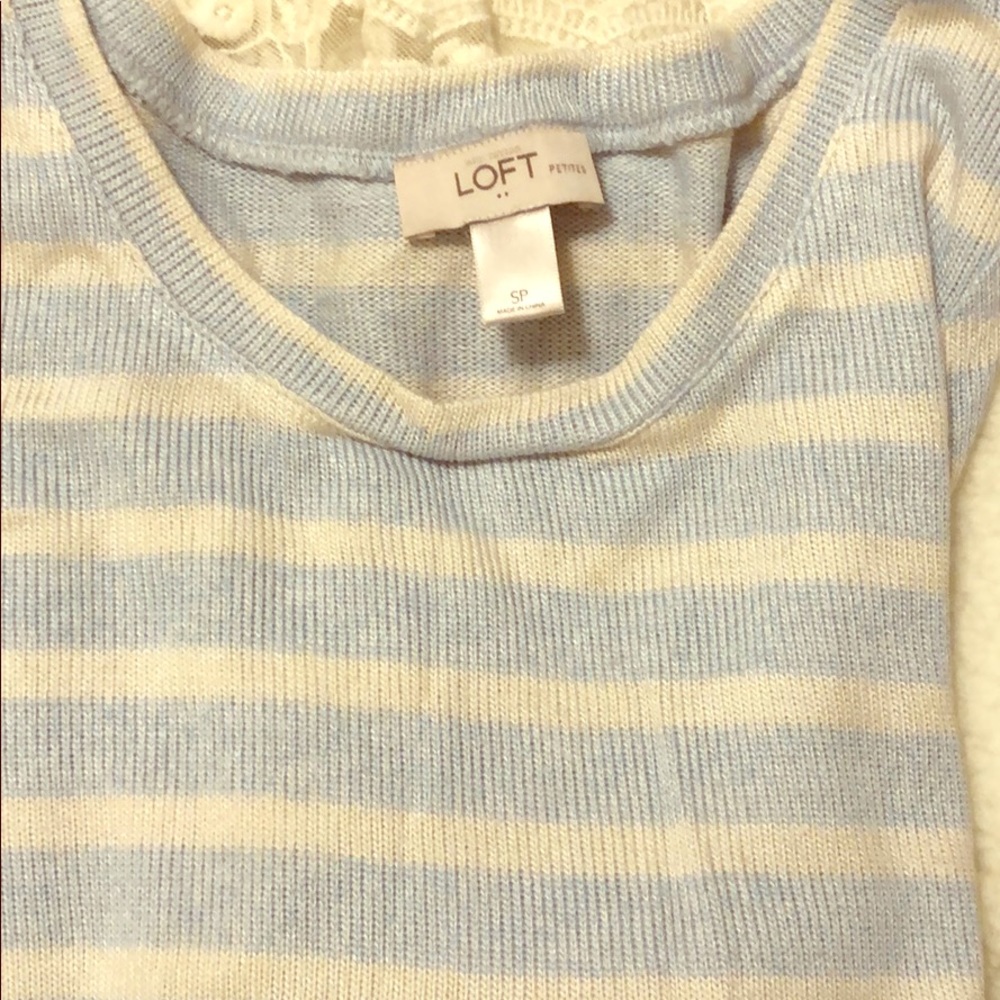 Gorgeous baby blue, off white sweater with lace